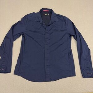 Rapha Shirt Mens Large Blue Poplin Button Down Vented Cycling Lightweight Casual